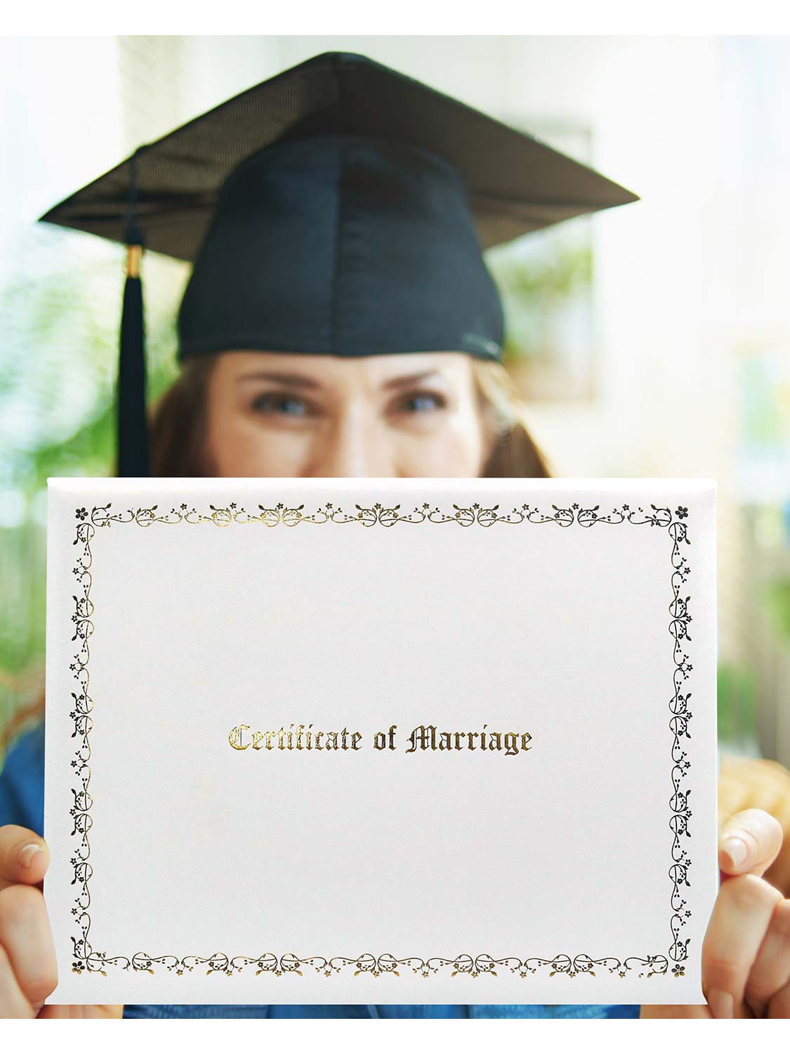 White Certificate of Marriage Imprinted Padded Diploma Cover 8.5x11