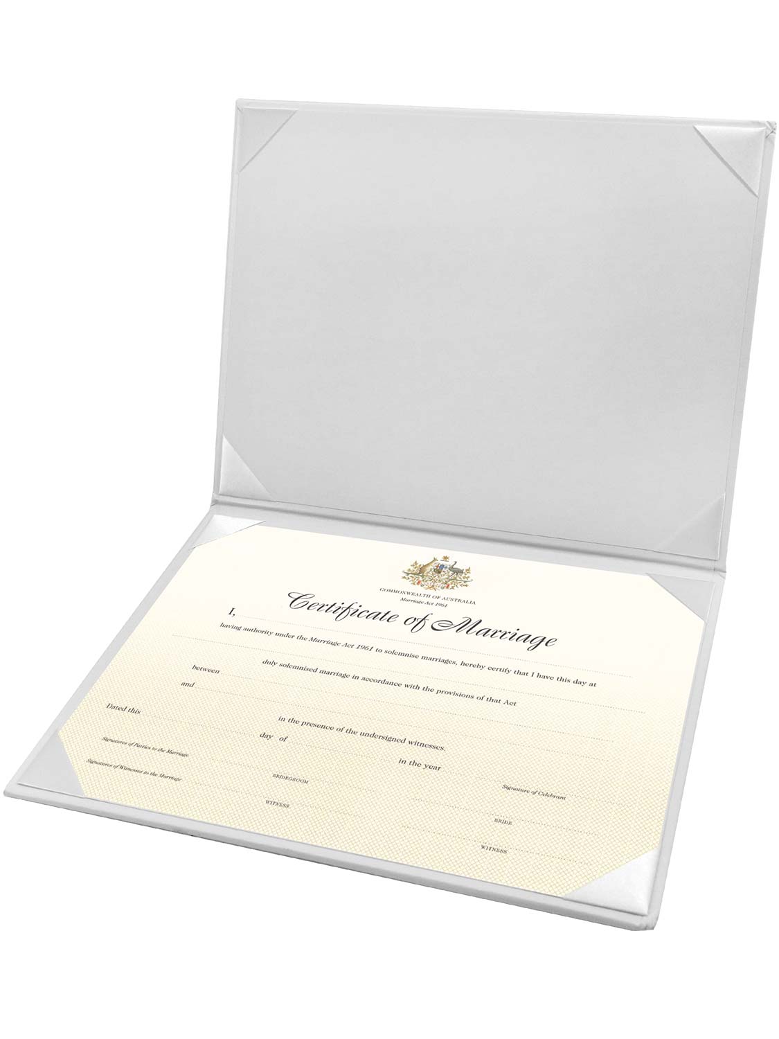 White Certificate of Marriage Imprinted Padded Diploma Cover 8.5x11