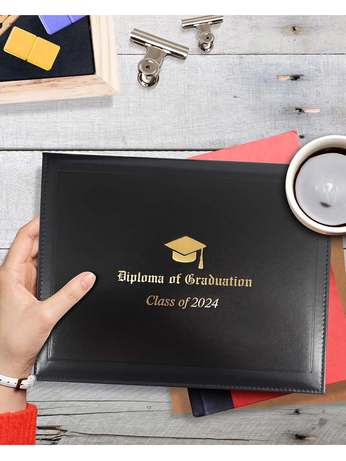 Imprinted Class of 2024 Leatherette Padded Diploma Cover 8.5 x 11 - 2 Colors Available