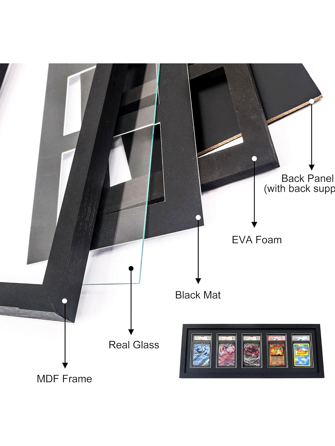 Wall Mount Baseball Trading Card Display Case fit for PSA Graded Basketball Football Cards - 4 Styles Available