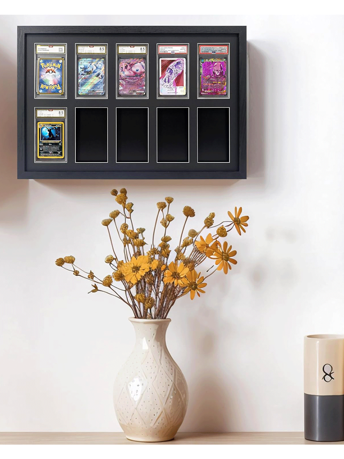 Wall Mount Baseball Trading Card Display Case fit for PSA Graded Basketball Football Cards - 4 Styles Available