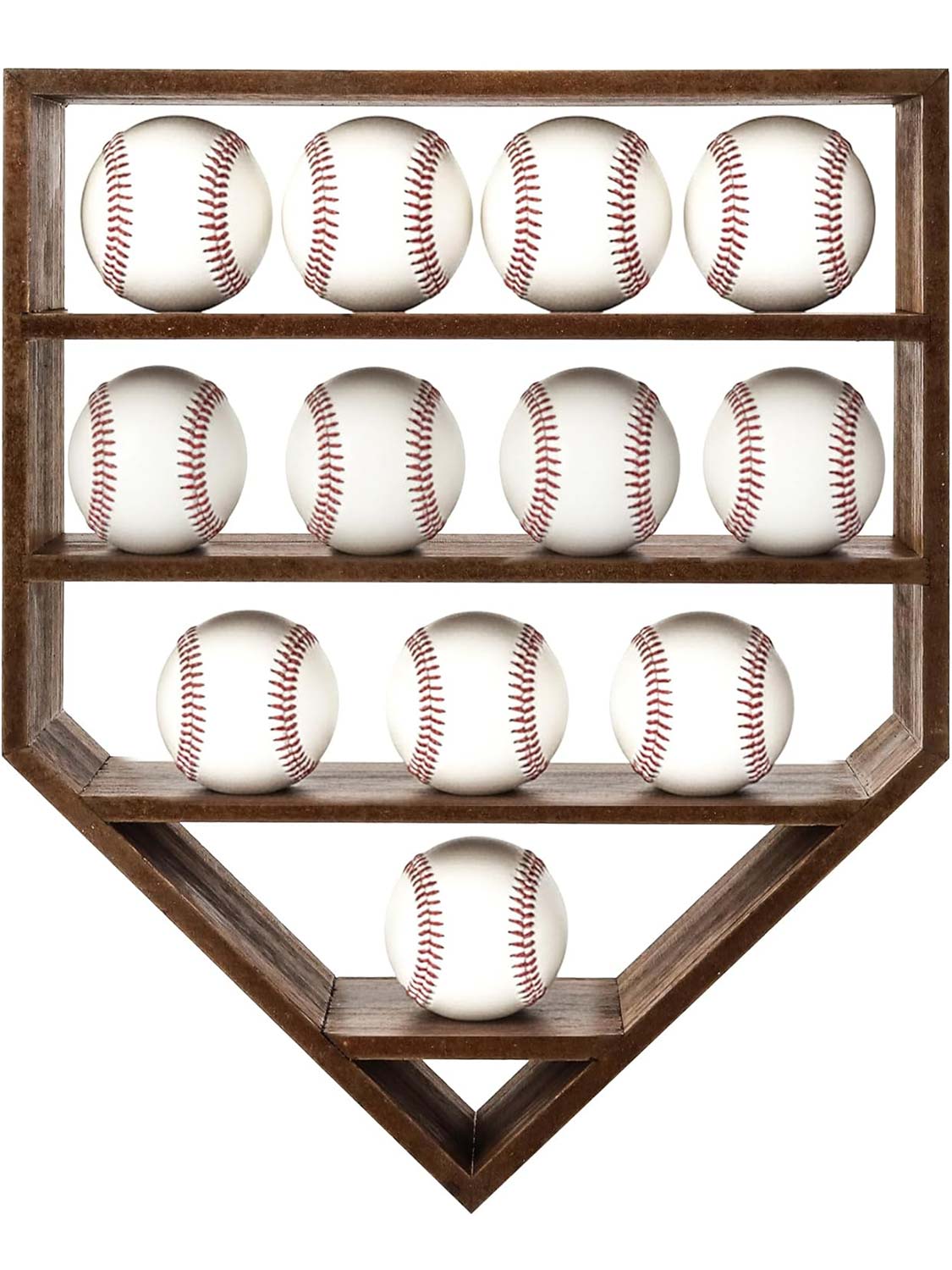 Wooden Autographed Baseball Shelves Display Case & Holder for 12 Balls - 3 Colors Available