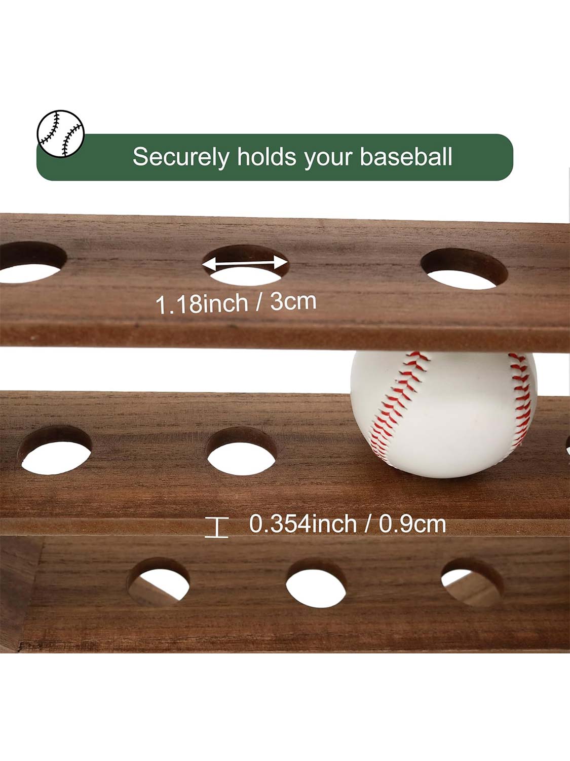 Wooden Autographed Baseball Shelves Display Case & Holder for 12 Balls - 3 Colors Available