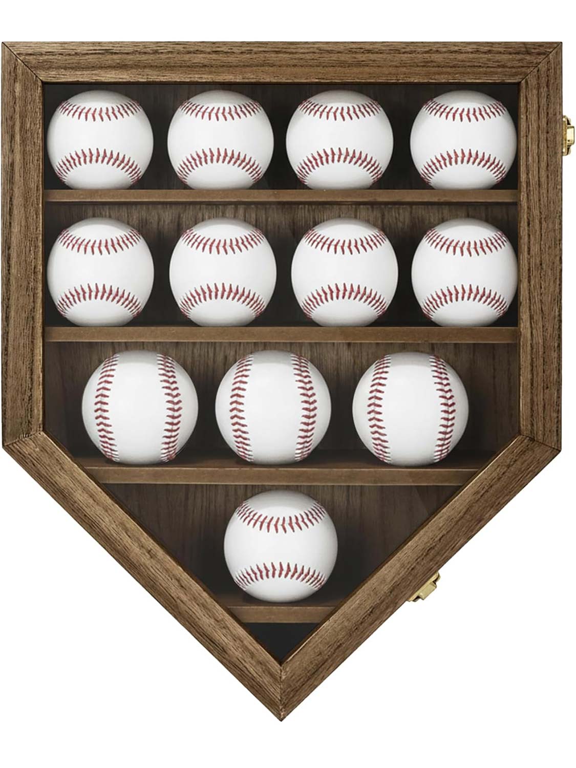Wooden Autographed Baseball Shadow Box Display Case & Holder with HD Acrylic Front & UV Protection for 12 Balls - 3 Colors Available
