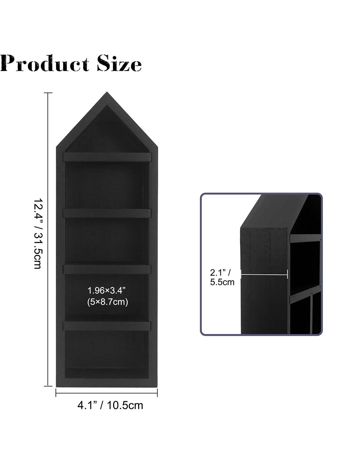 House Shaped Shadow Box with Removeable Shelves - Various Colors & Sizes Available