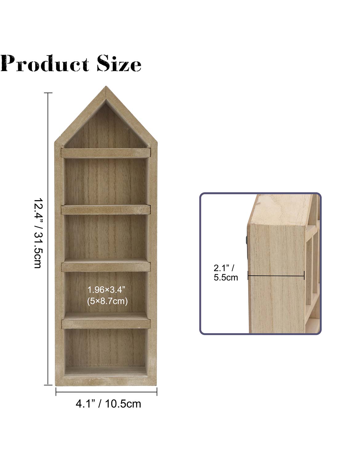 House Shaped Shadow Box with Removeable Shelves - Various Colors & Sizes Available