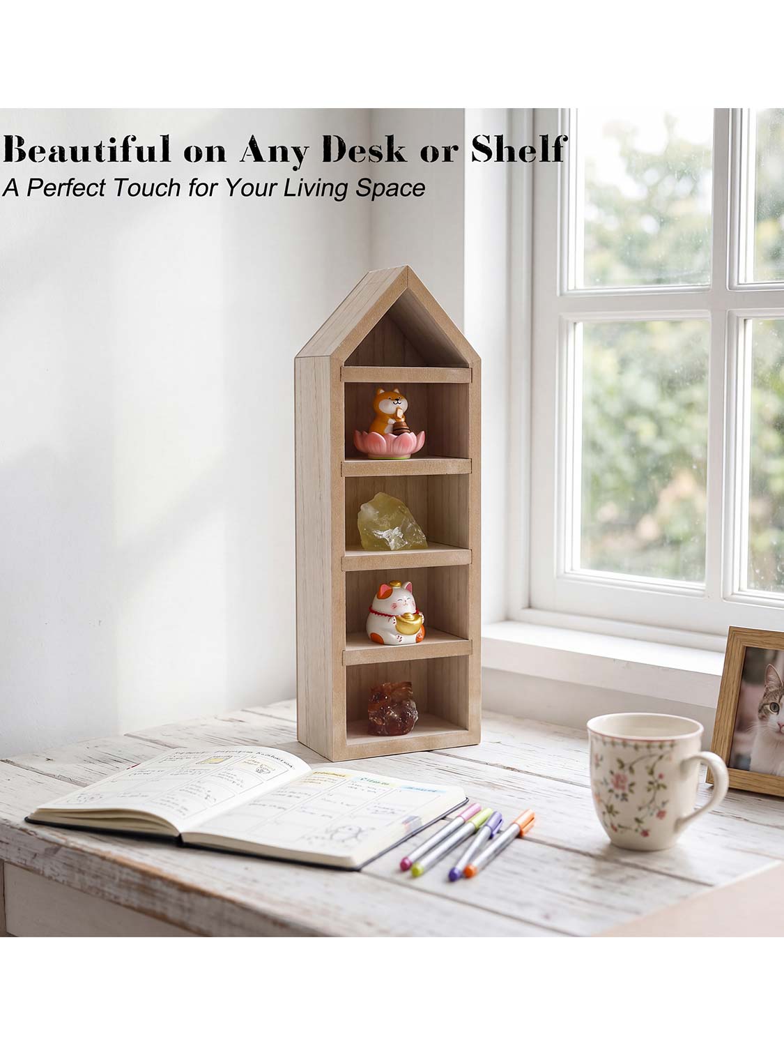 House Shaped Shadow Box with Removeable Shelves - Various Colors & Sizes Available