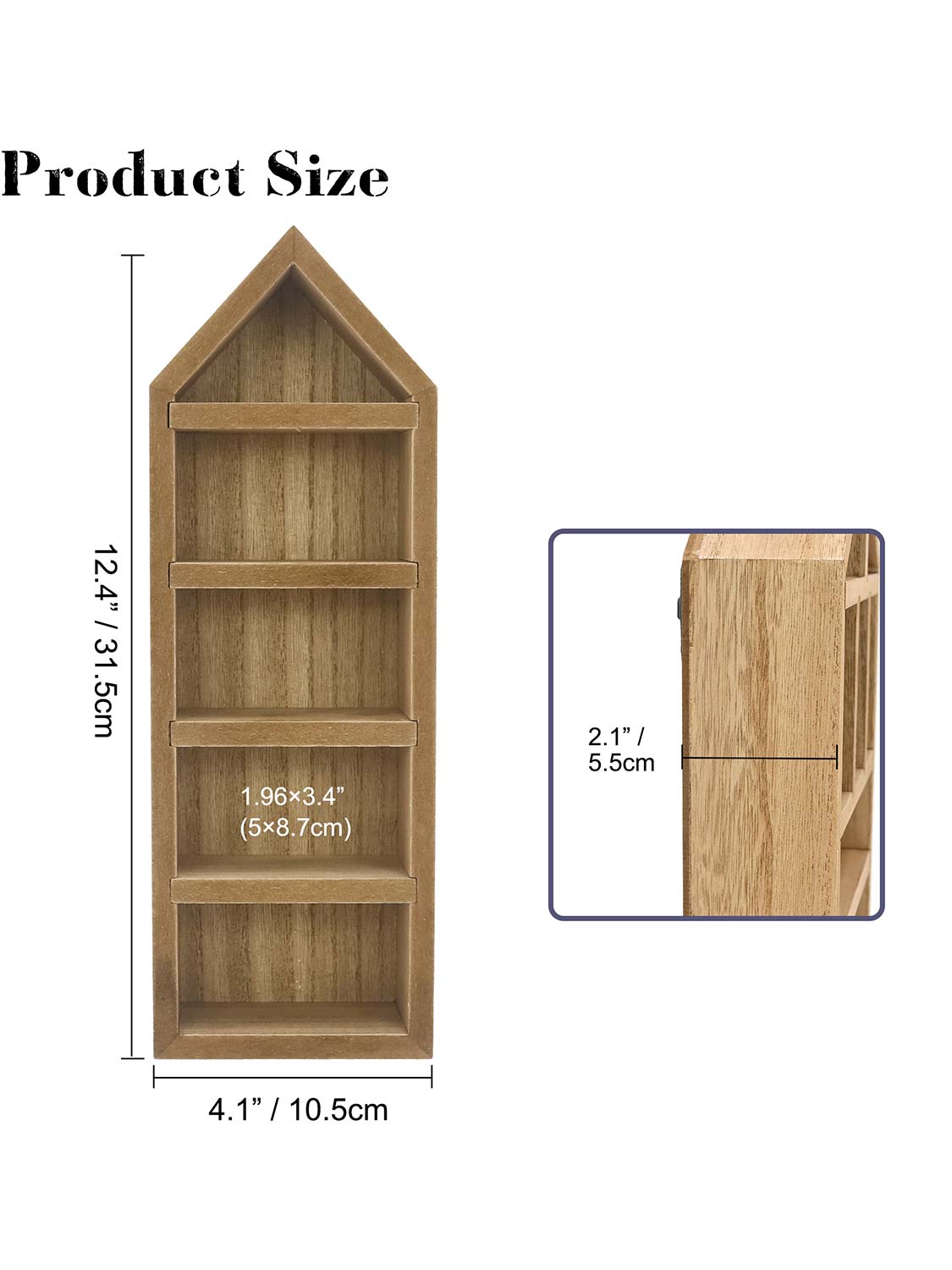 House Shaped Shadow Box with Removeable Shelves - Various Colors & Sizes Available