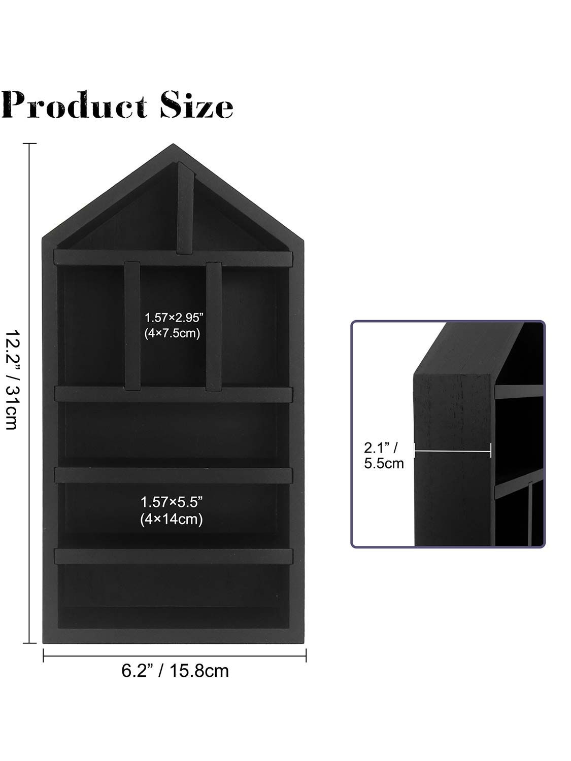 House Shaped Shadow Box with Removeable Shelves - Various Colors & Sizes Available