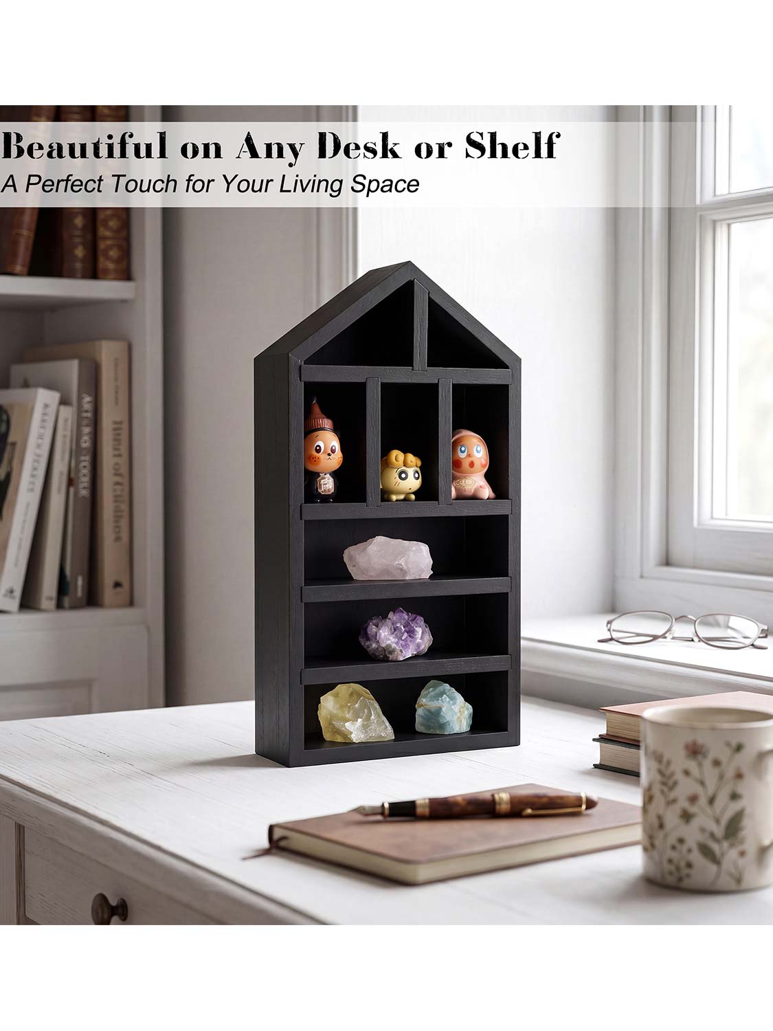 House Shaped Shadow Box with Removeable Shelves - Various Colors & Sizes Available