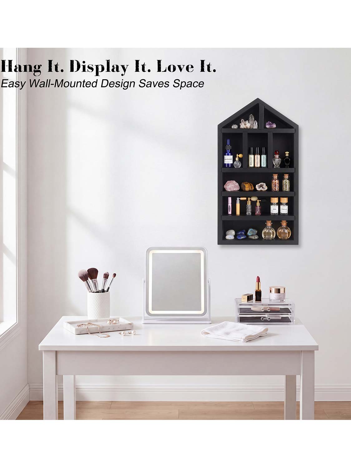 House Shaped Shadow Box with Removeable Shelves - Various Colors & Sizes Available