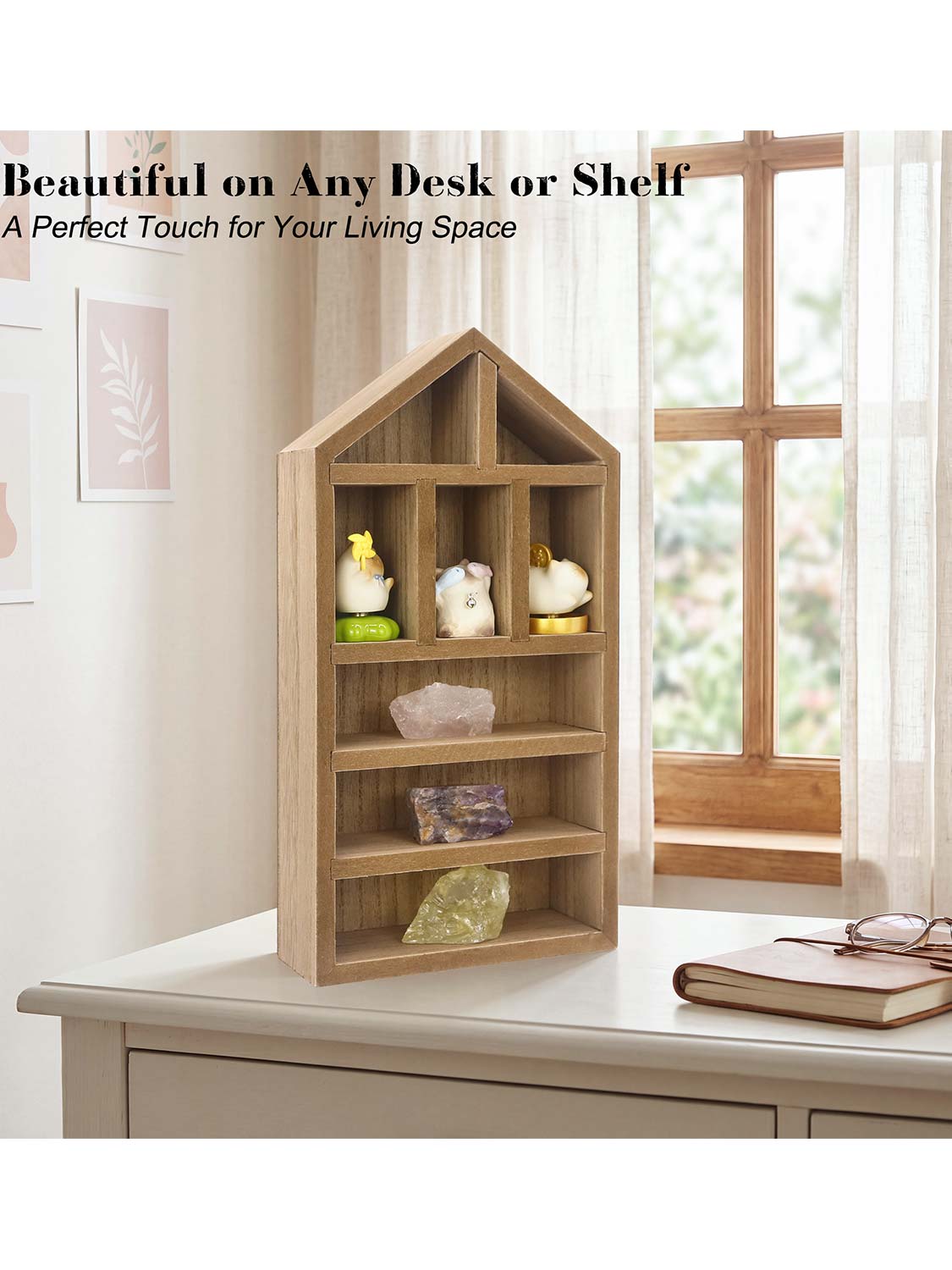 House Shaped Shadow Box with Removeable Shelves - Various Colors & Sizes Available