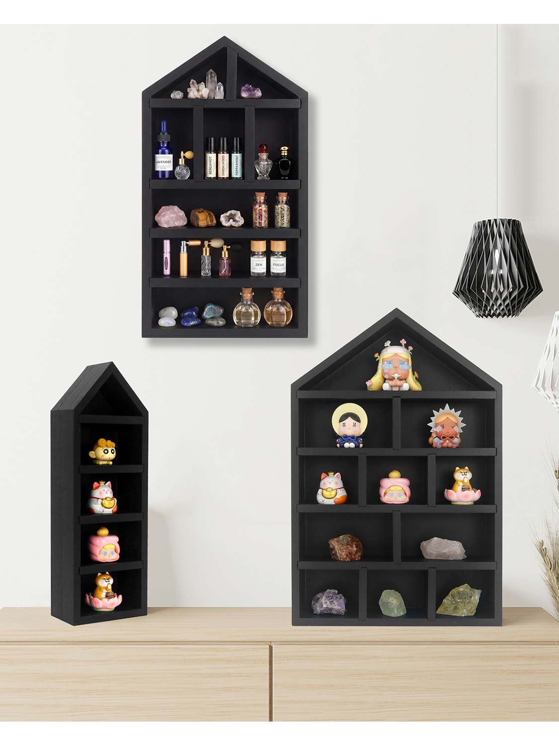 House Shaped Shadow Box with Removeable Shelves - Various Colors & Sizes Available