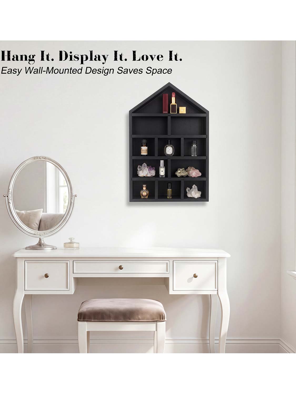 House Shaped Shadow Box with Removeable Shelves - Various Colors & Sizes Available