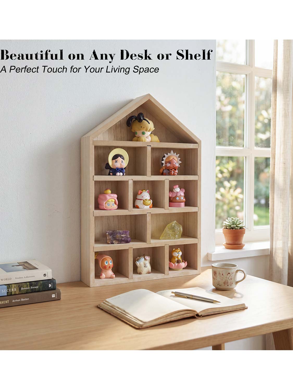 House Shaped Shadow Box with Removeable Shelves - Various Colors & Sizes Available