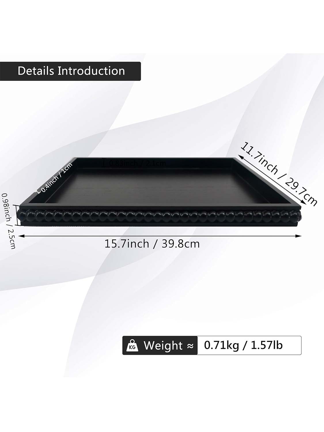 12*16 Rectangular Wooden Beaded Decorative Tray - 3 Color Available
