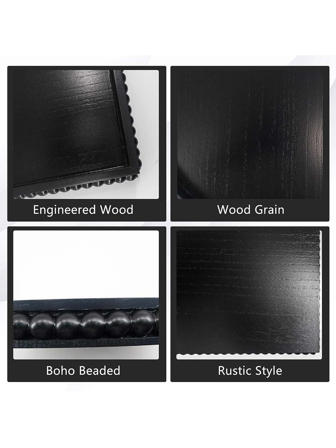 12*16 Rectangular Wooden Beaded Decorative Tray - 3 Color Available