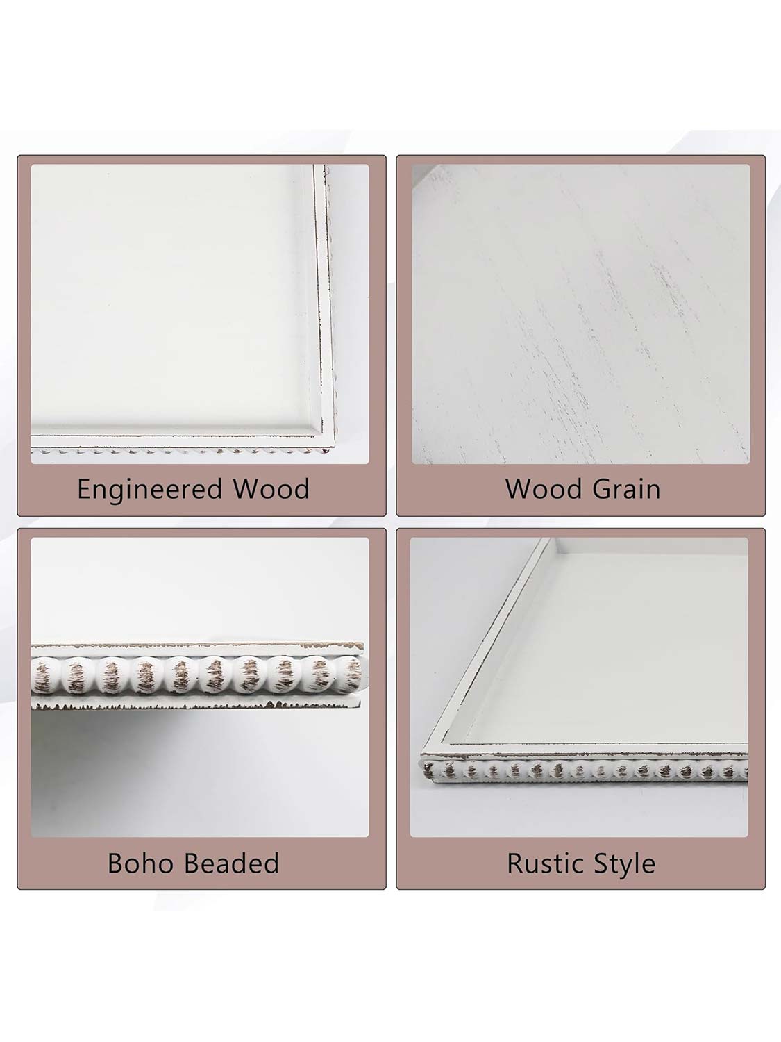 12*16 Rectangular Wooden Beaded Decorative Tray - 3 Color Available