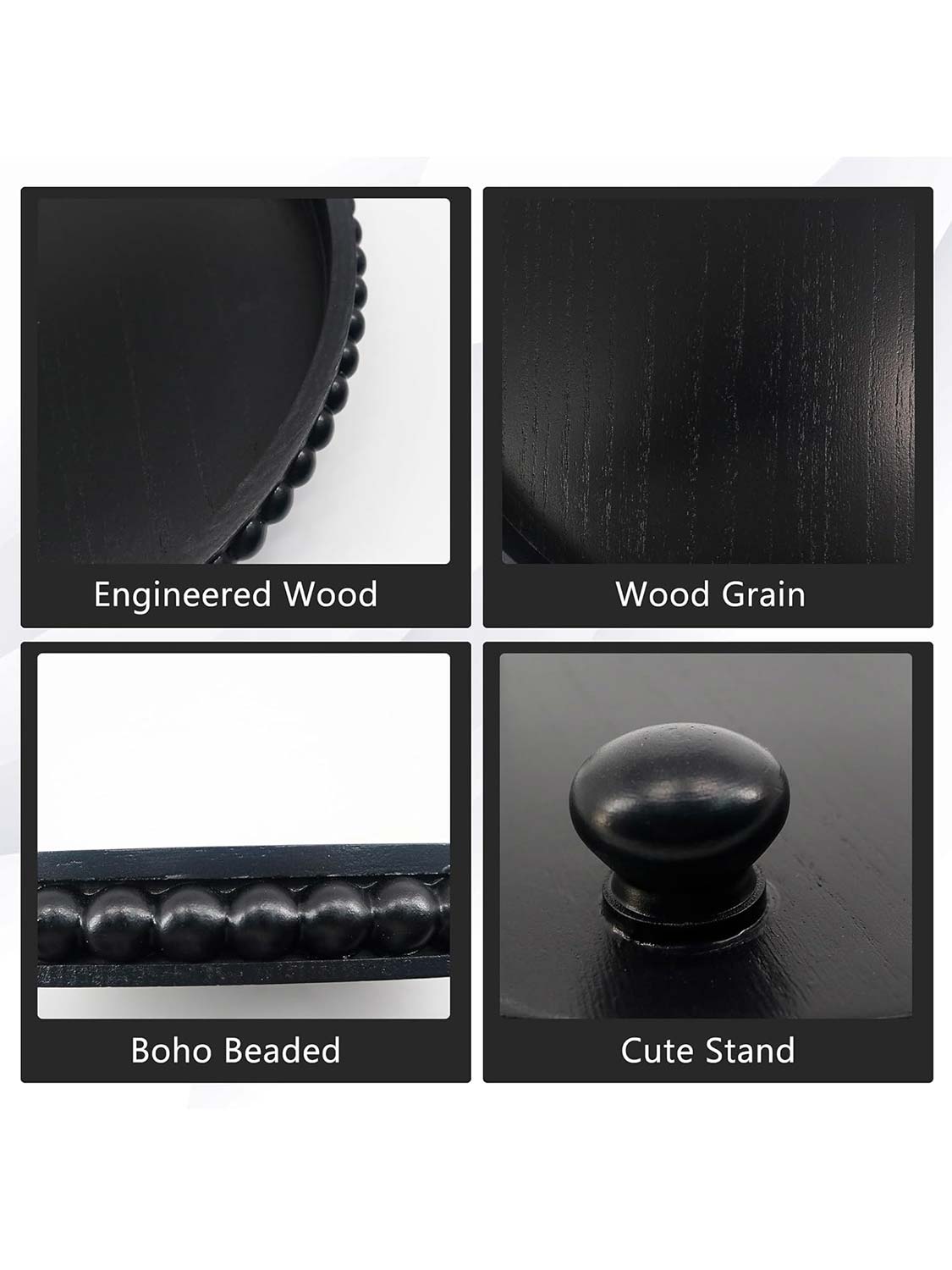 12" Round Wooden Beaded Decorative Tray - 3 Color Available