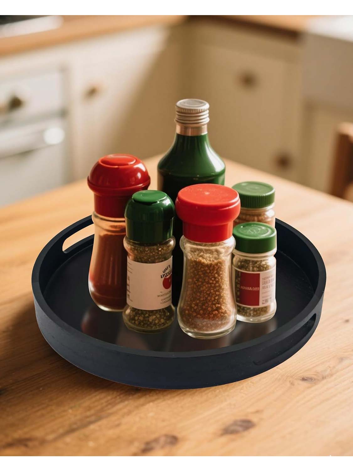 Multi-Functional Large Round Wooden Table Trays - Various Colors and Sizes Available
