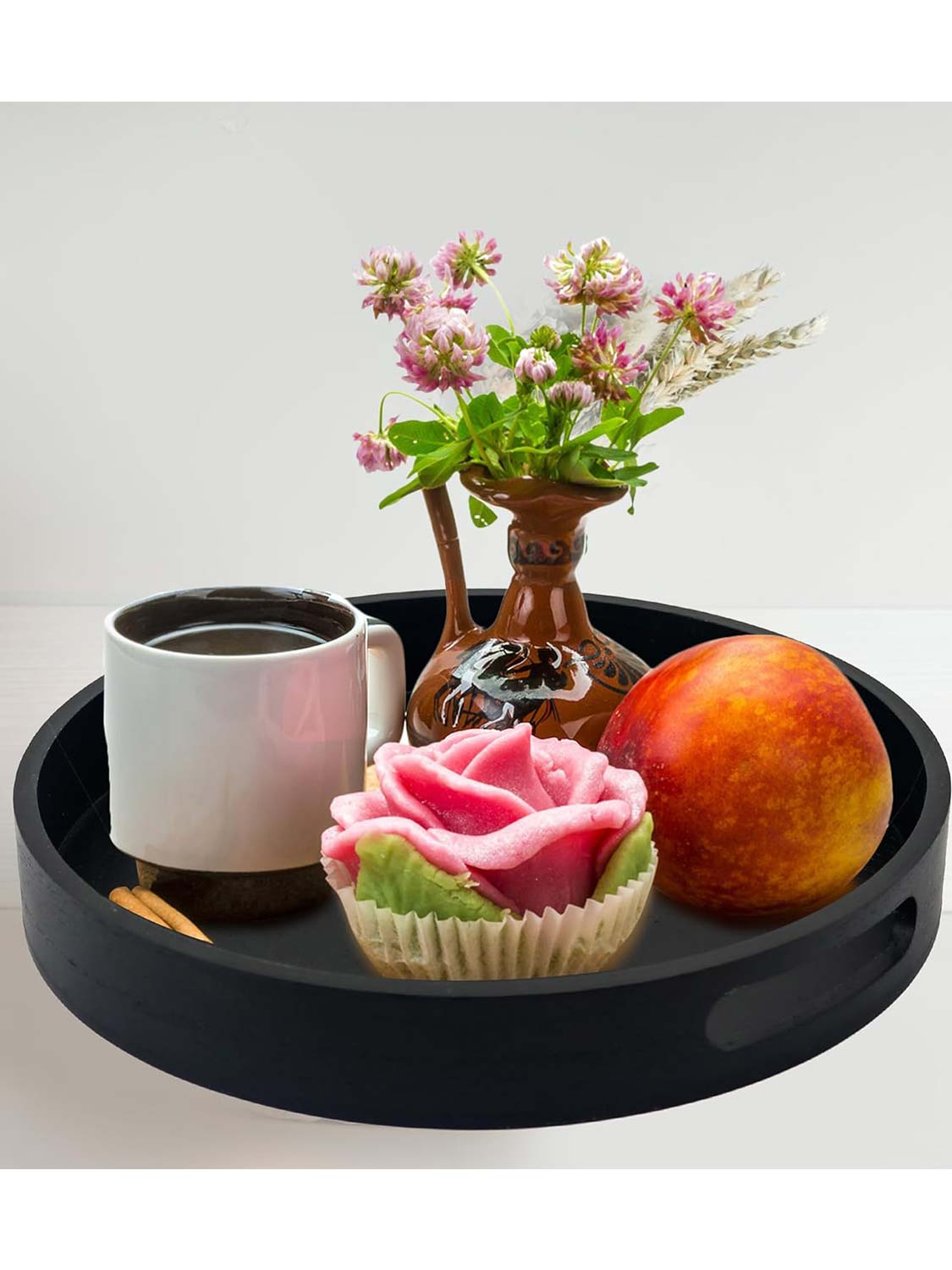 Multi-Functional Large Round Wooden Table Trays - Various Colors and Sizes Available