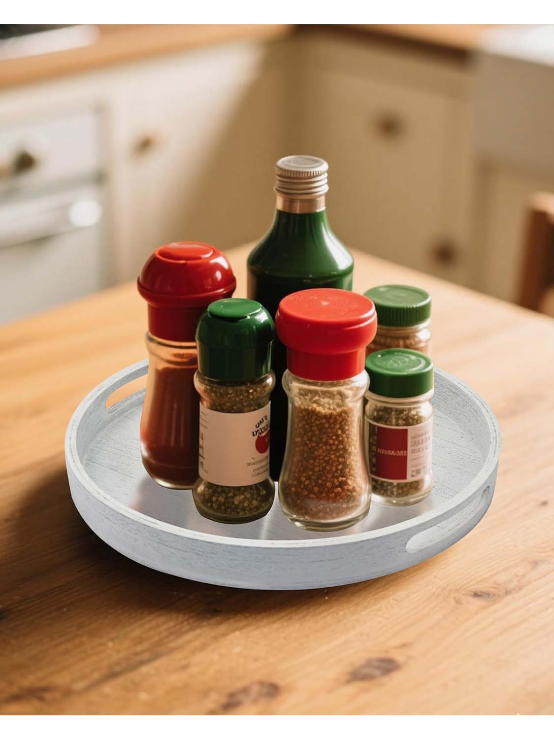 Multi-Functional Large Round Wooden Table Trays - Various Colors and Sizes Available