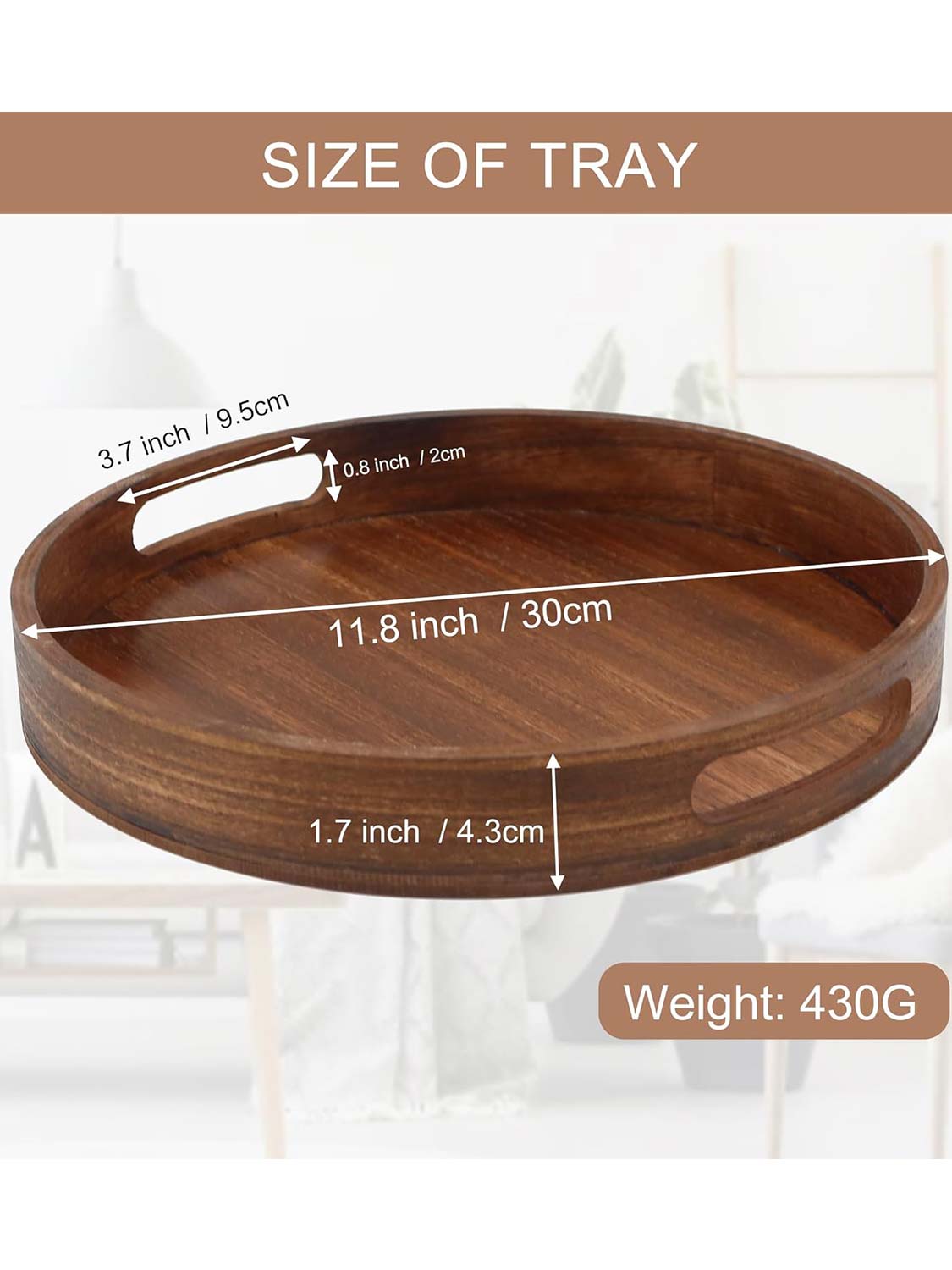 Multi-Functional Large Round Wooden Table Trays - Various Colors and Sizes Available