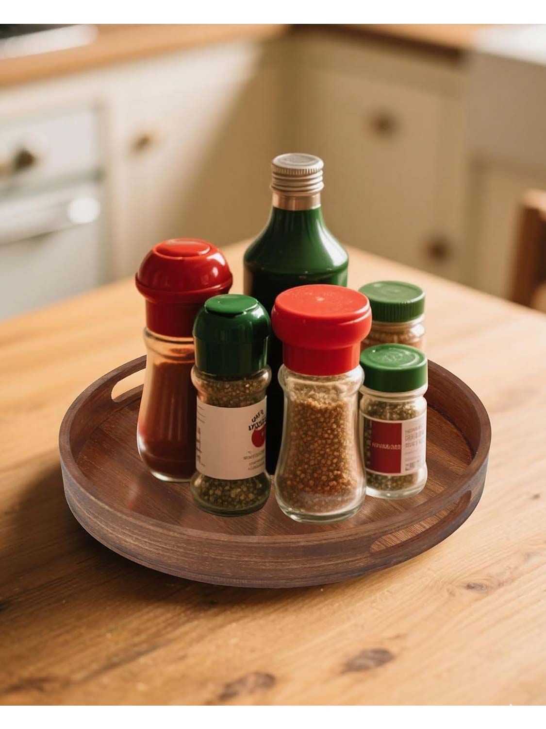 Multi-Functional Large Round Wooden Table Trays - Various Colors and Sizes Available
