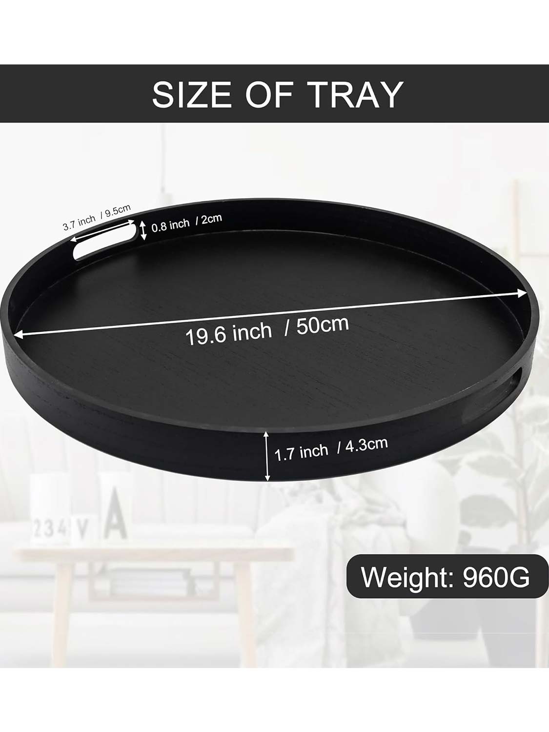 Multi-Functional Large Round Wooden Table Trays - Various Colors and Sizes Available