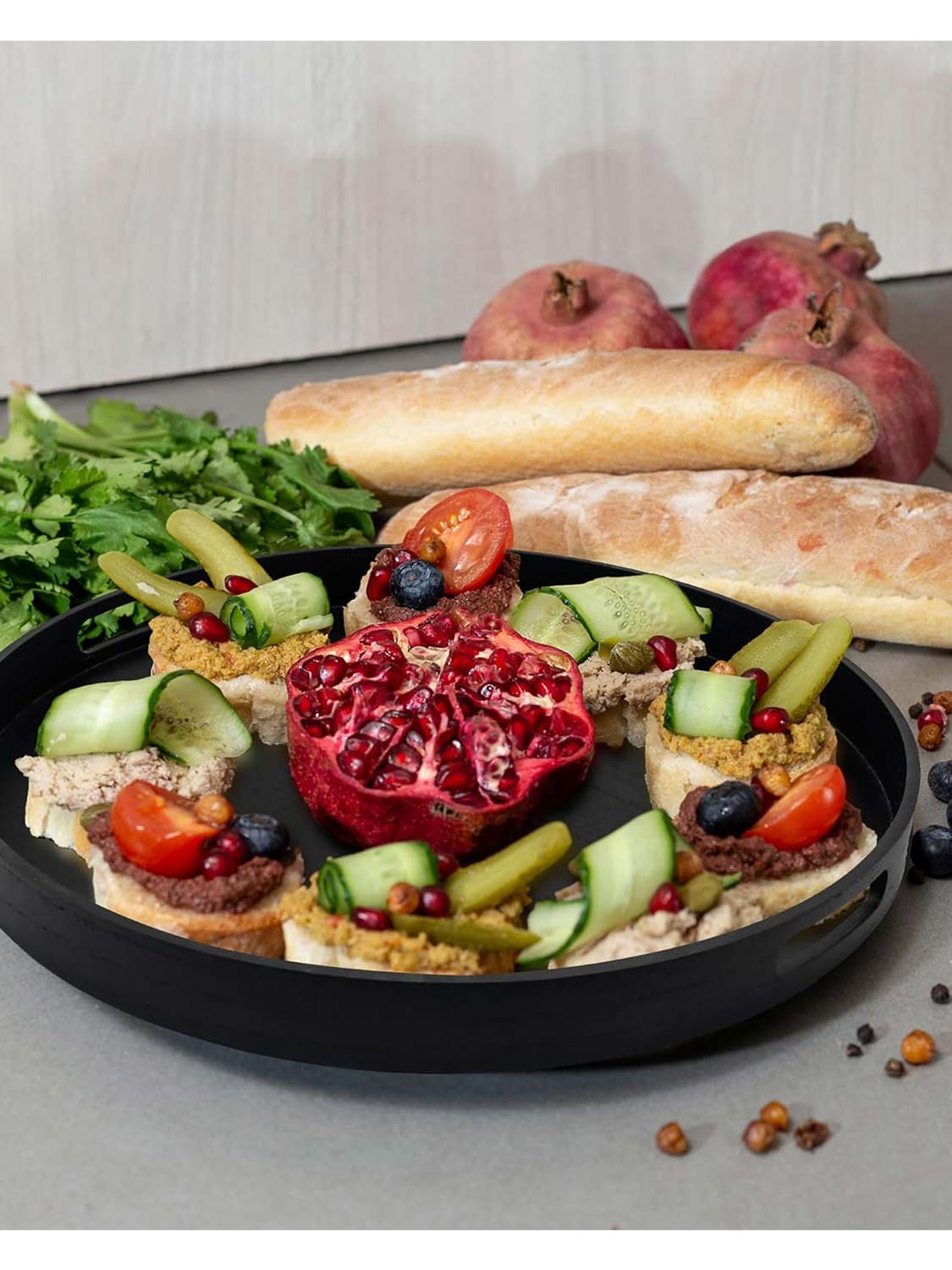 Multi-Functional Large Round Wooden Table Trays - Various Colors and Sizes Available