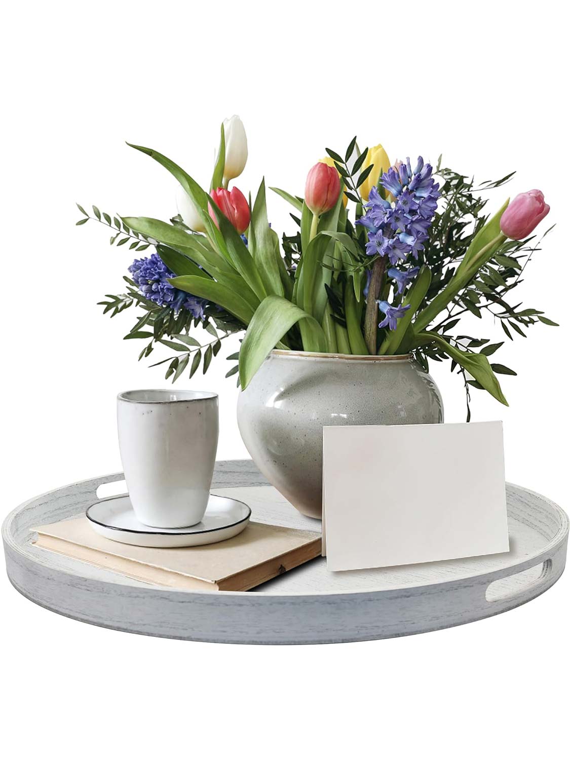 Multi-Functional Large Round Wooden Table Trays - Various Colors and Sizes Available