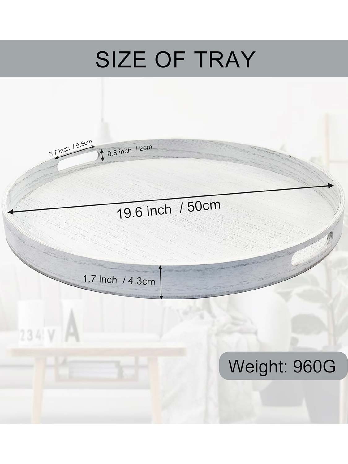 Multi-Functional Large Round Wooden Table Trays - Various Colors and Sizes Available