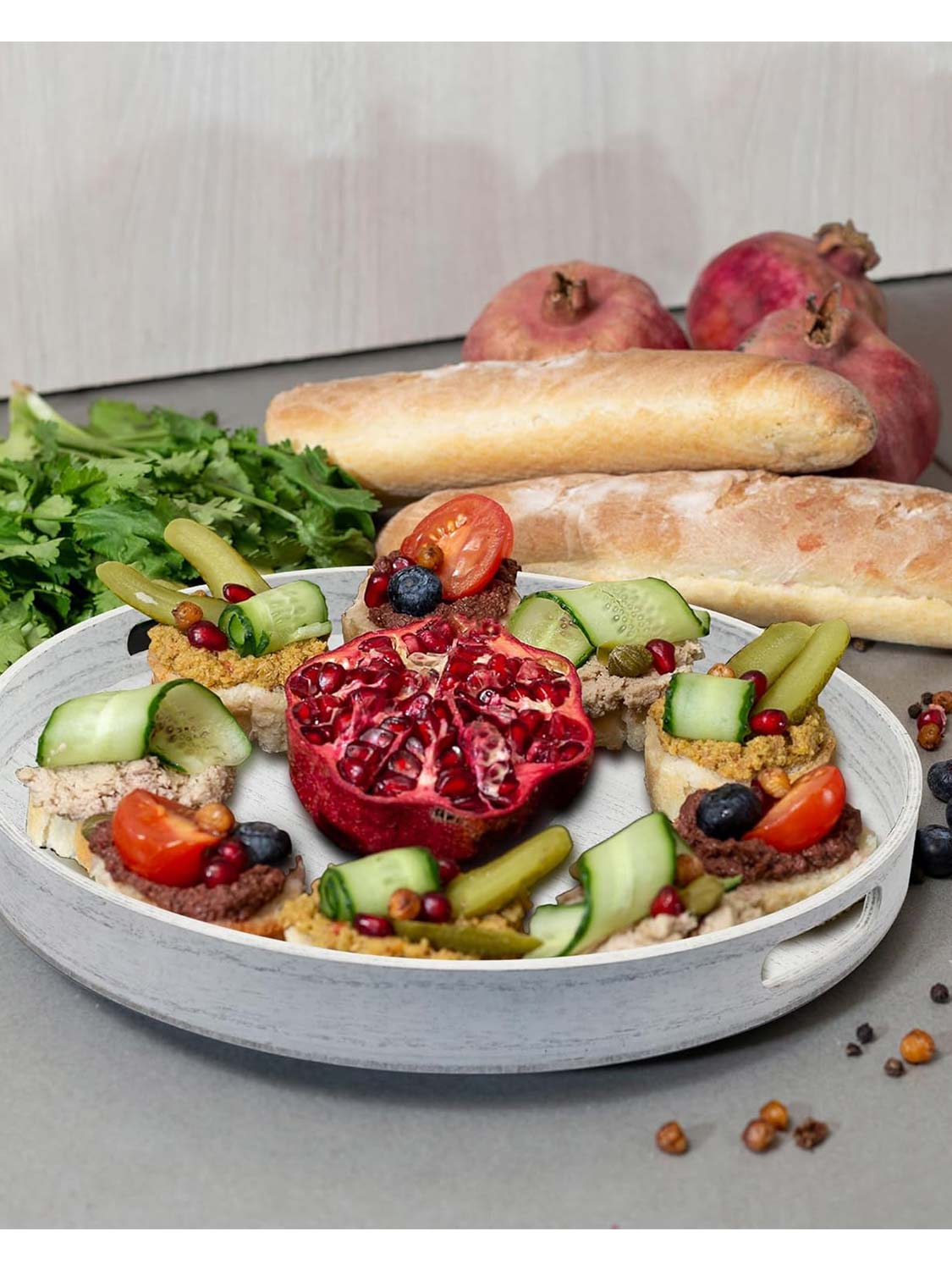 Multi-Functional Large Round Wooden Table Trays - Various Colors and Sizes Available