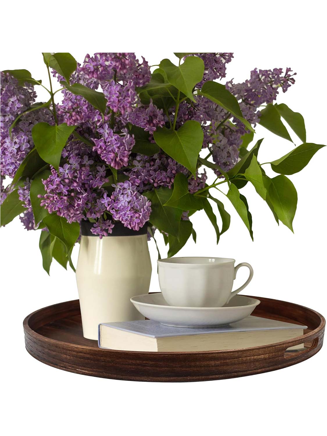 Multi-Functional Large Round Wooden Table Trays - Various Colors and Sizes Available
