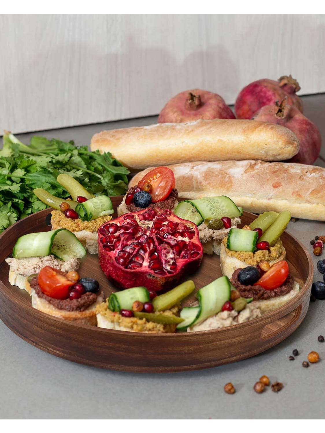 Multi-Functional Large Round Wooden Table Trays - Various Colors and Sizes Available