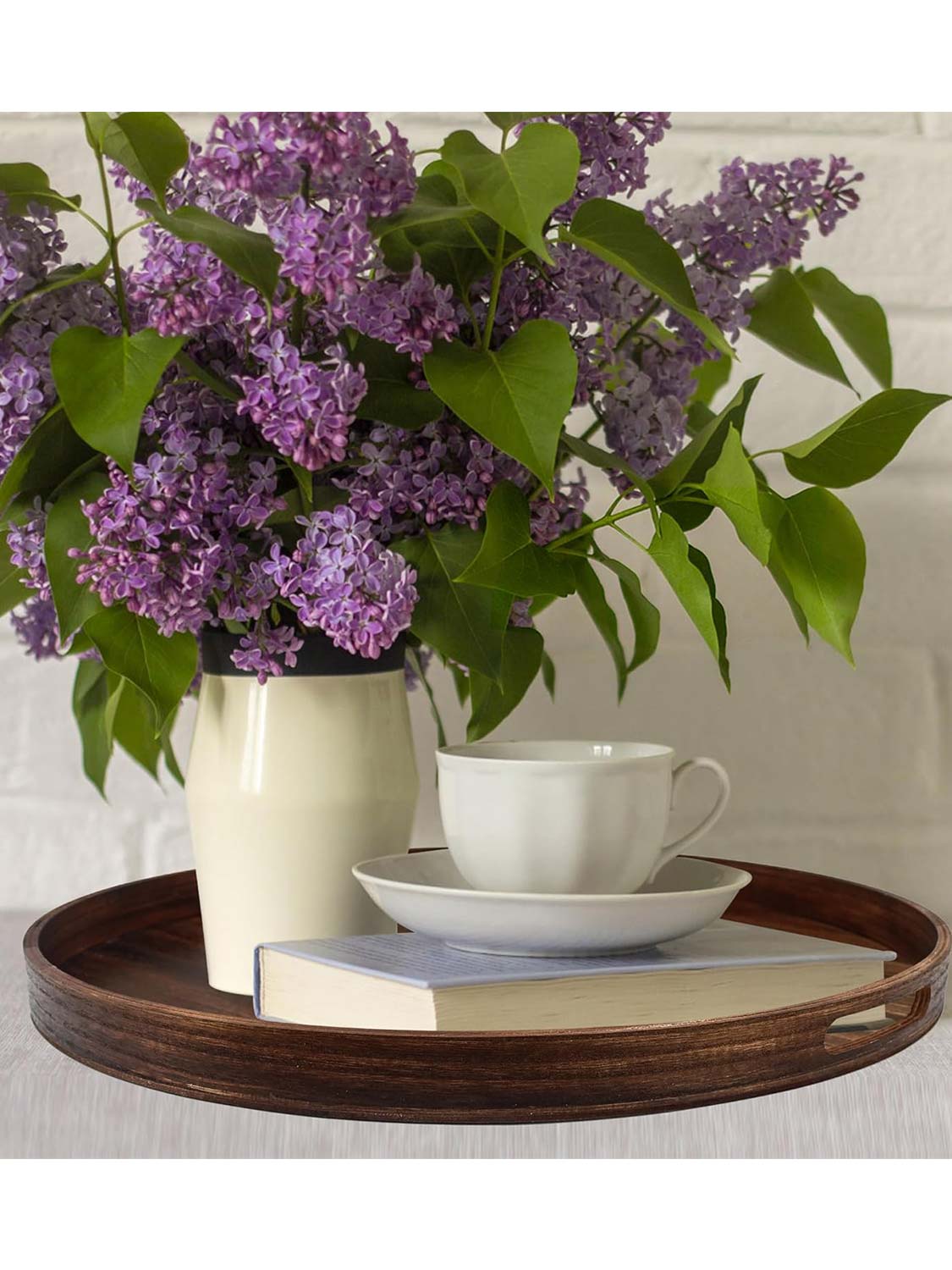 Multi-Functional Large Round Wooden Table Trays - Various Colors and Sizes Available