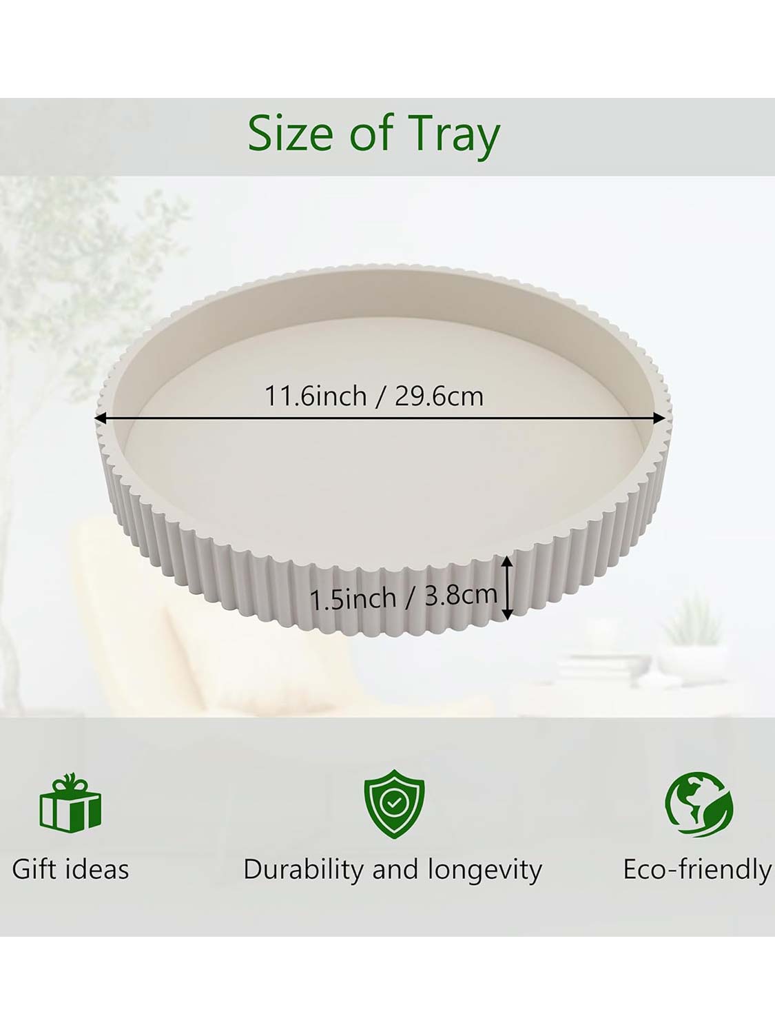 11.8" Wooden Round Decorative Serving Table Trays - 4 Colors Available
