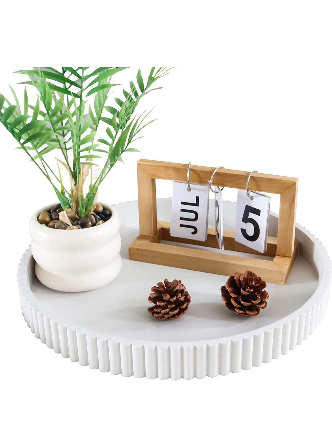 11.8" Wooden Round Decorative Serving Table Trays - 4 Colors Available