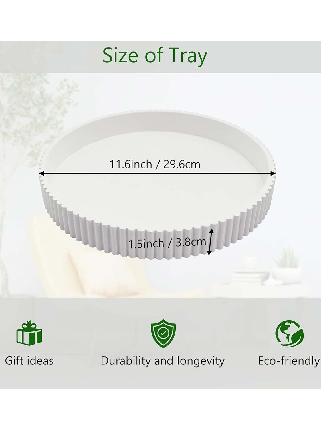 11.8" Wooden Round Decorative Serving Table Trays - 4 Colors Available