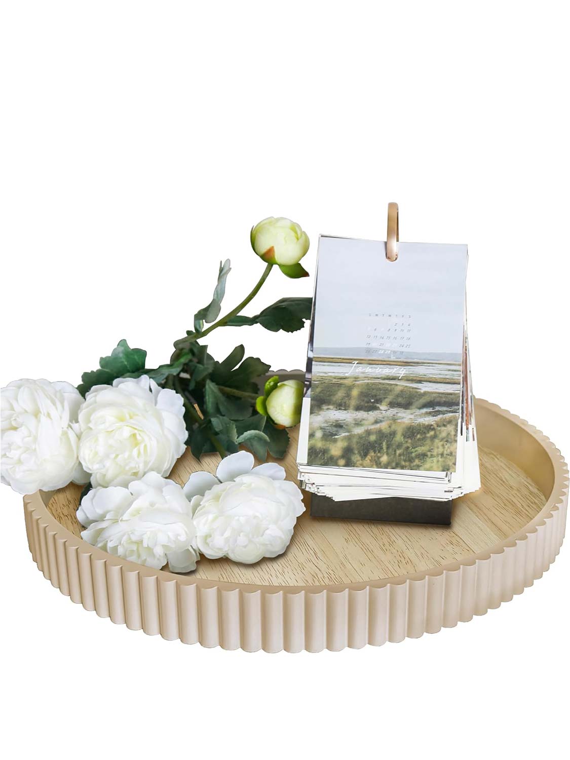 11.8" Wooden Round Decorative Serving Table Trays - 4 Colors Available