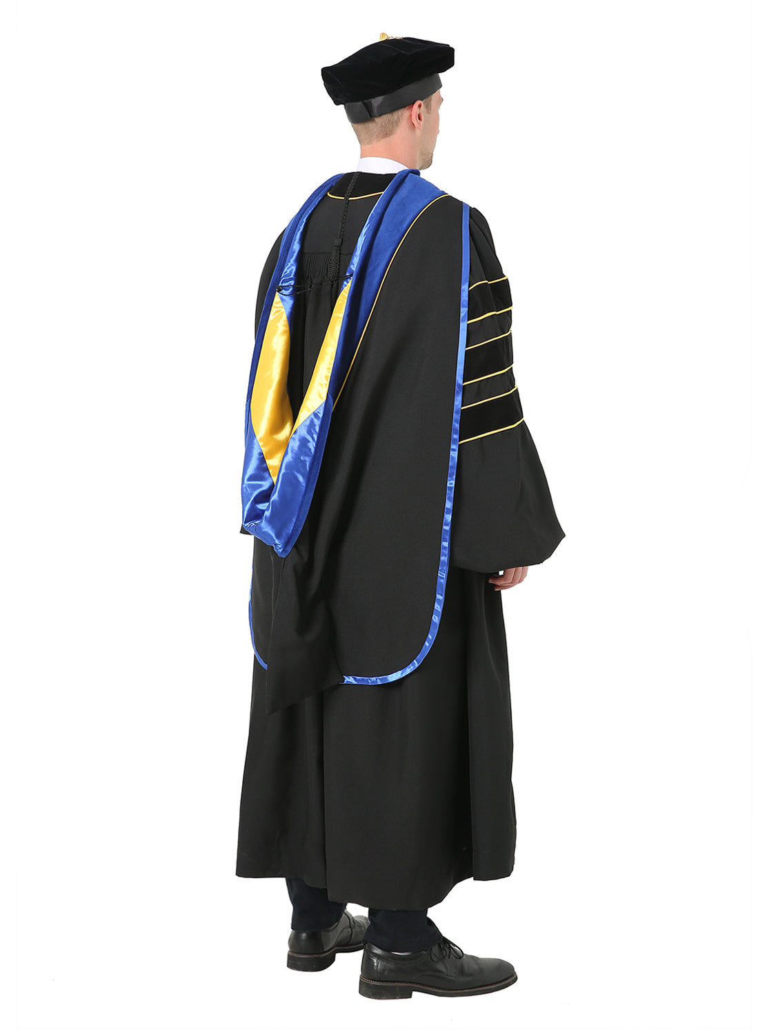 Deluxe Black Doctoral Gown, Tam and Hood Set