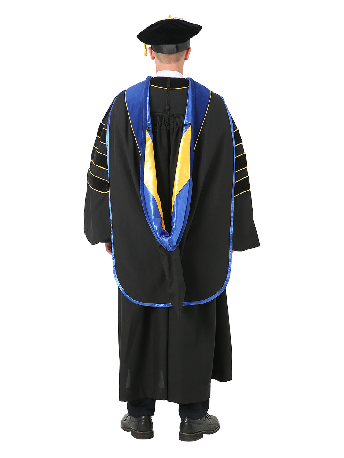 Deluxe Black Doctoral Gown, Tam and Hood Set