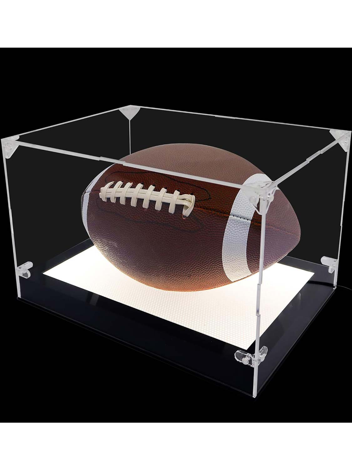 Thickened UV Protection Acrylic Football Display Case Clear with LED Light