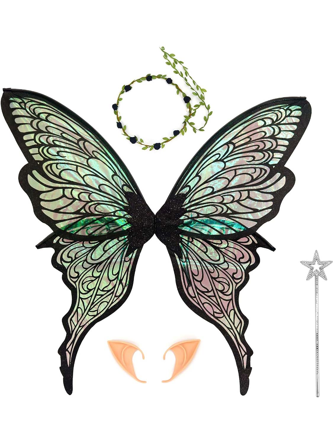 Sparkly Organza Butterfly Fairy Wings Set for Cosplay - 32*30