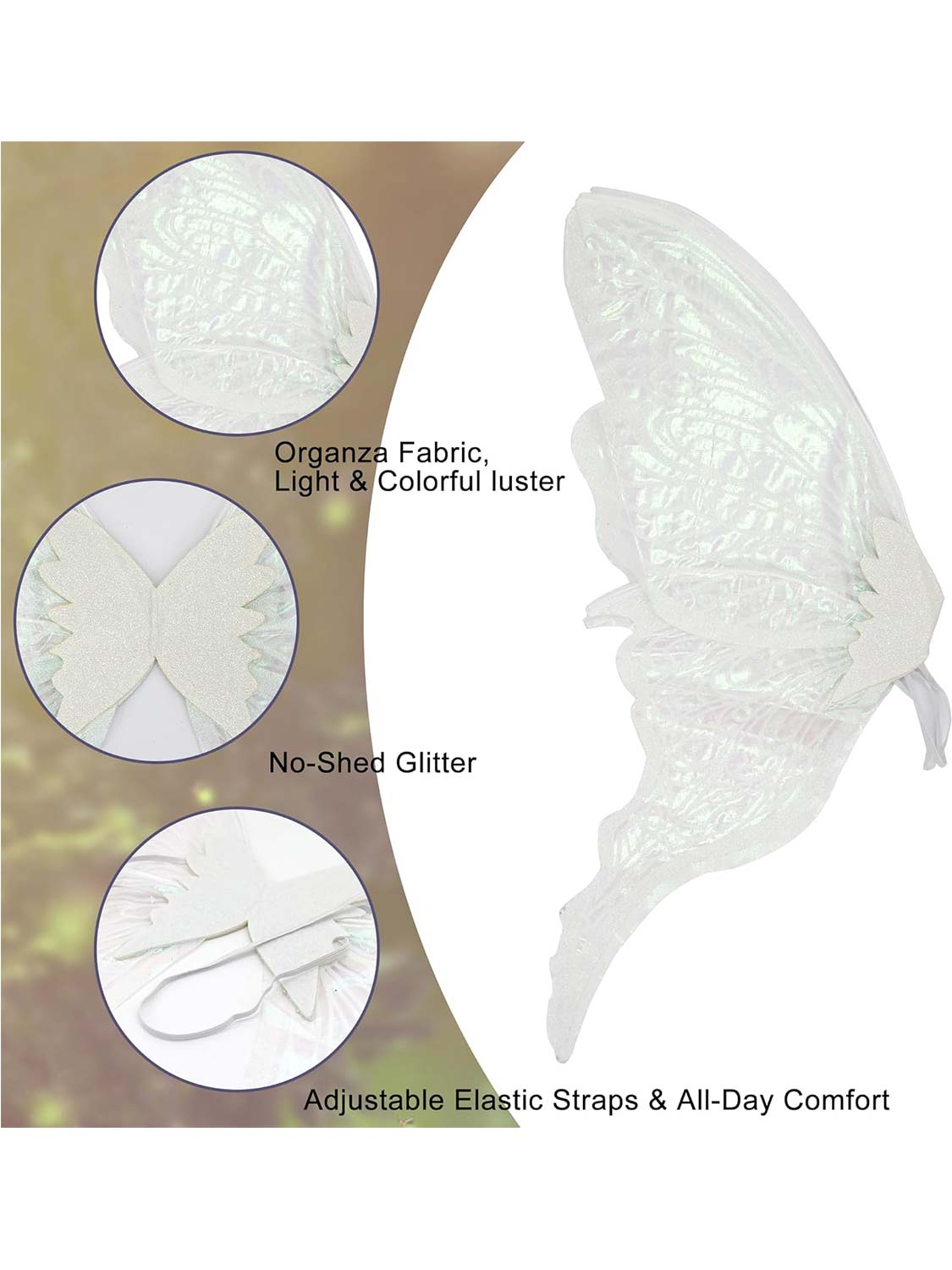 Sparkly Organza Butterfly Fairy Wings Set for Cosplay - 32*30