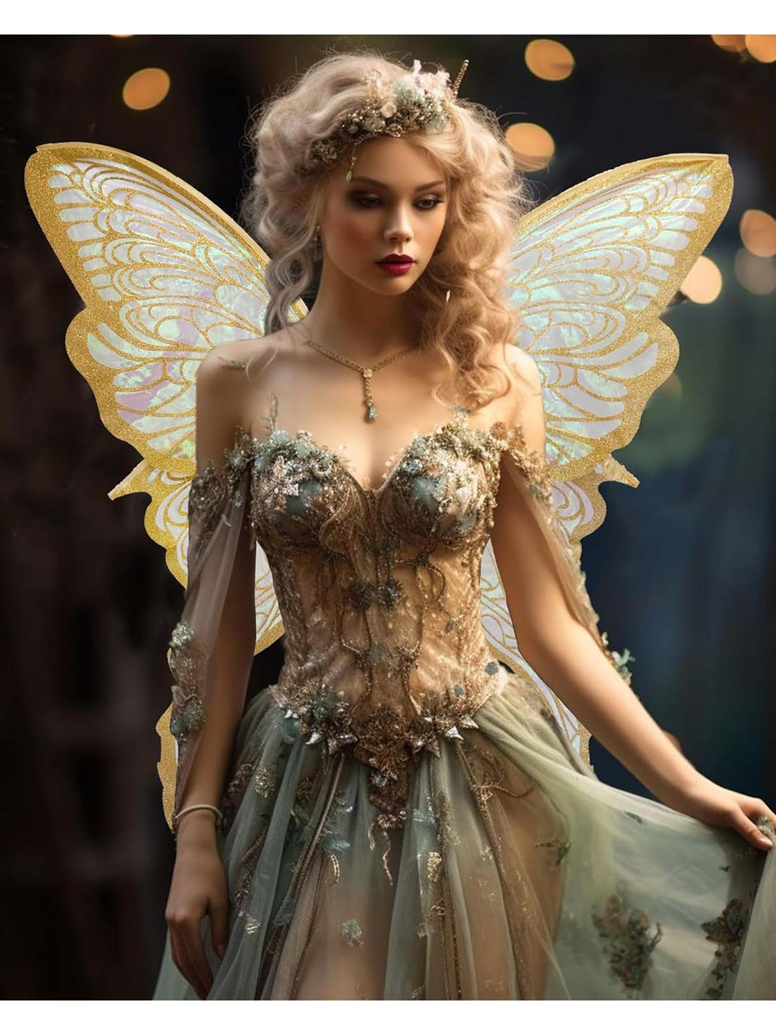 Sparkly Organza Butterfly Fairy Wings Set for Cosplay - 32*30