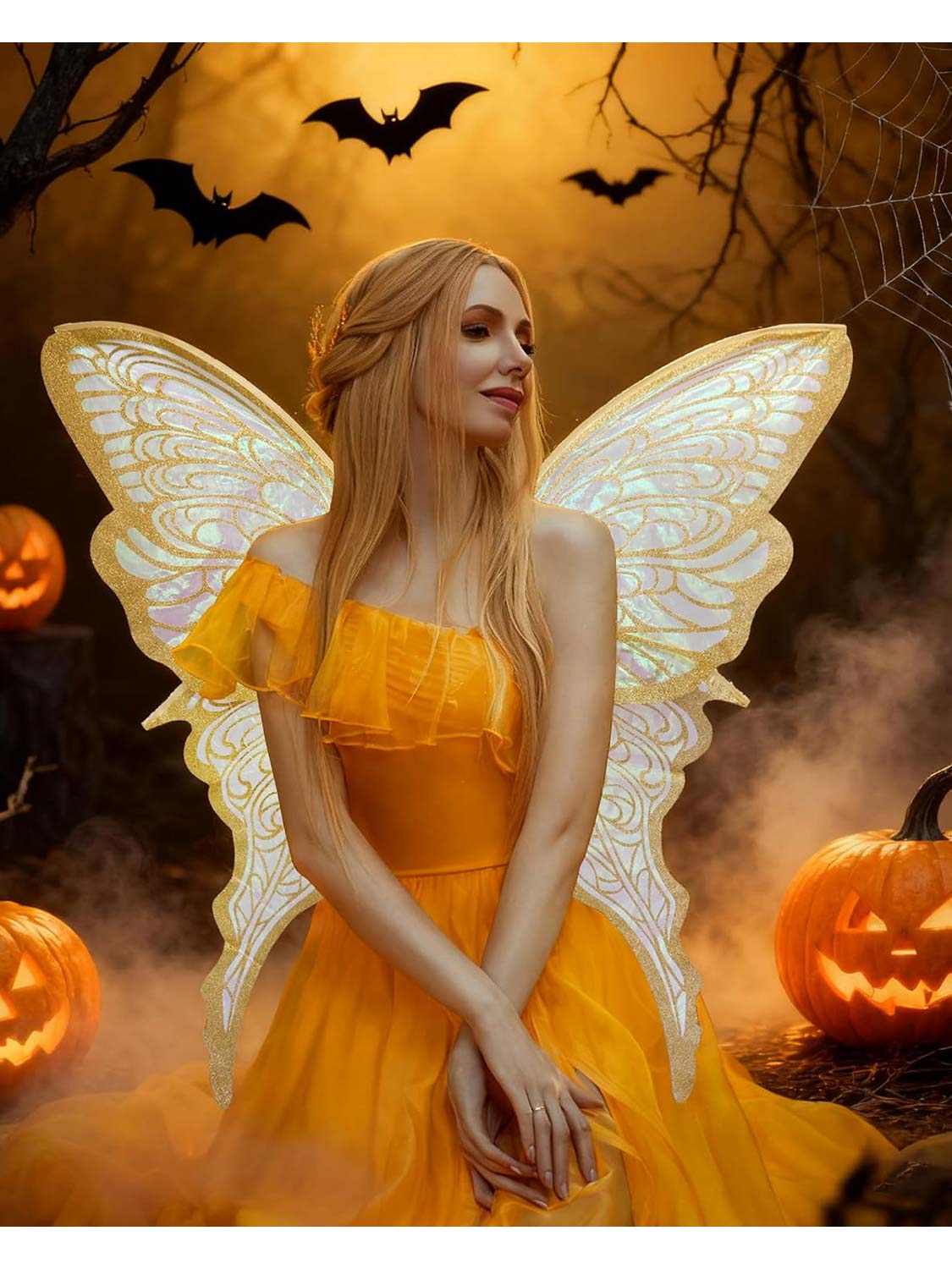 Sparkly Organza Butterfly Fairy Wings Set for Cosplay - 32*30