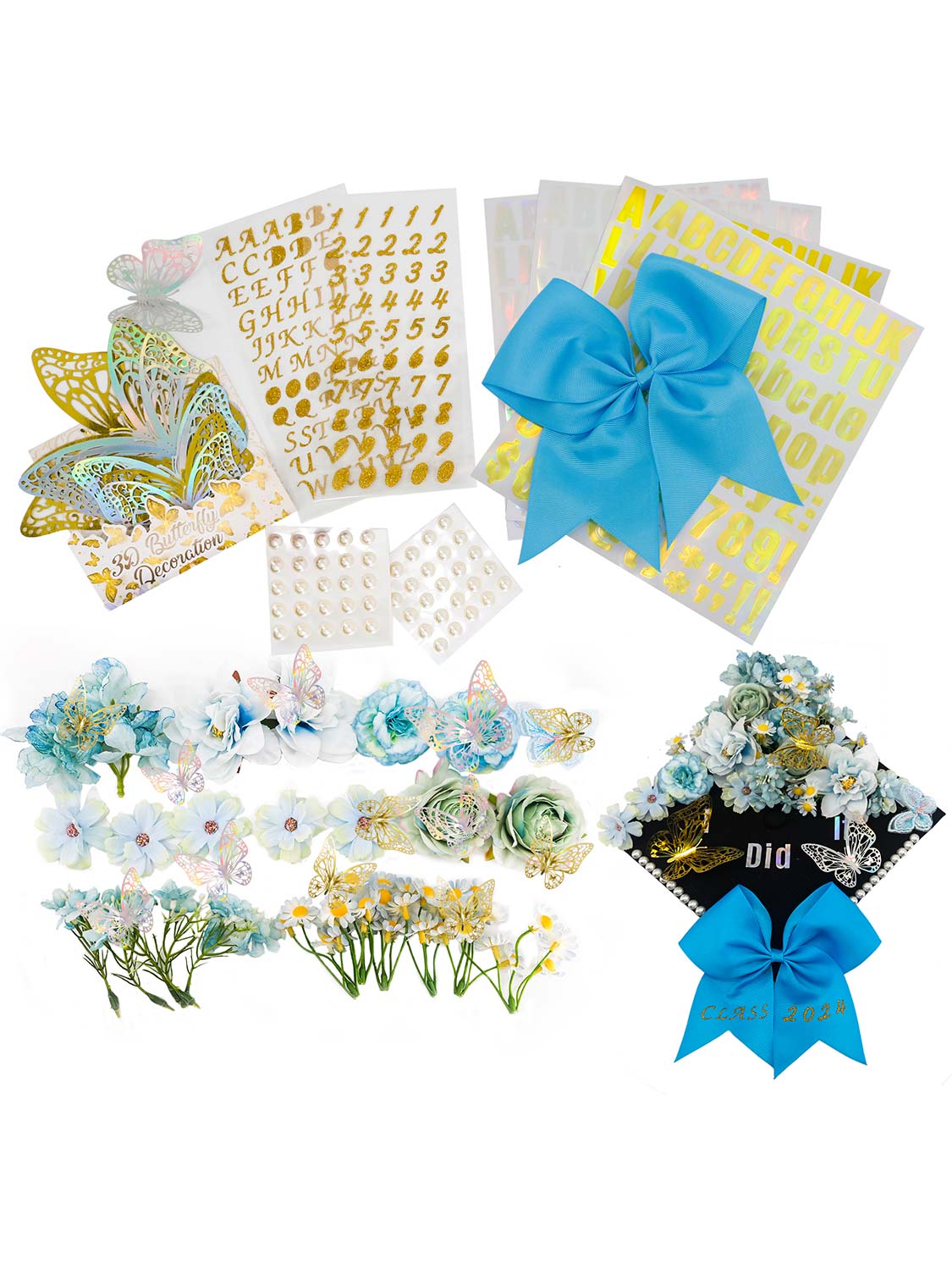 Graduation Cap Decoration Kit DIY Craft - 3 Colors Available