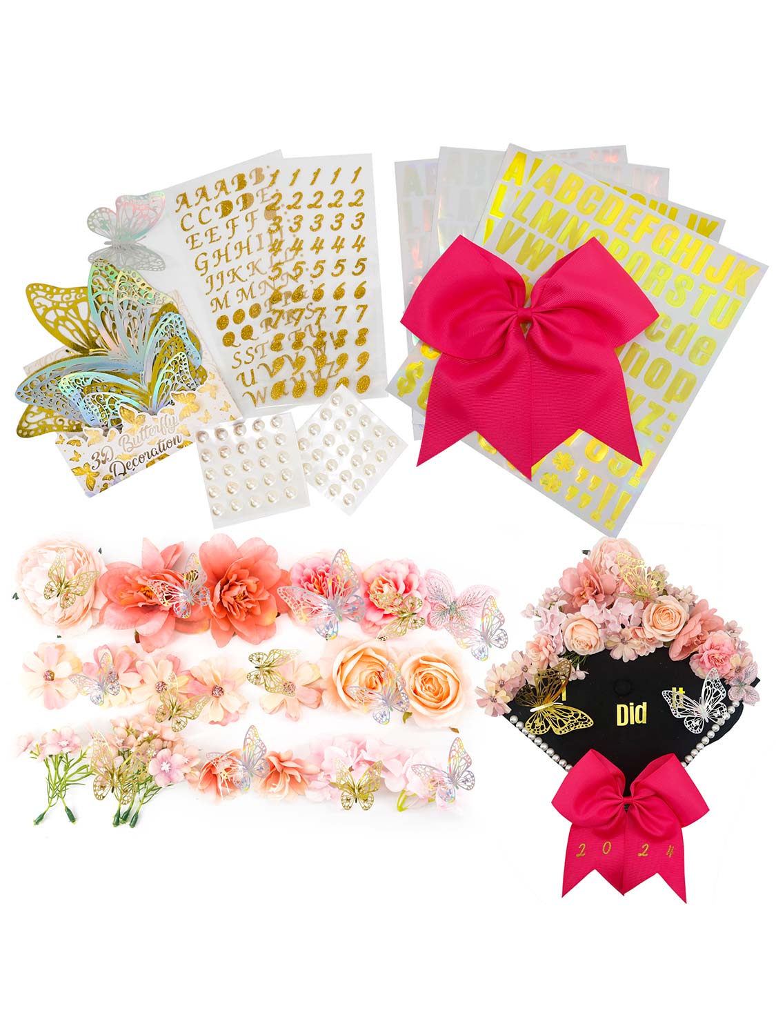 Graduation Cap Decoration Kit DIY Craft - 3 Colors Available