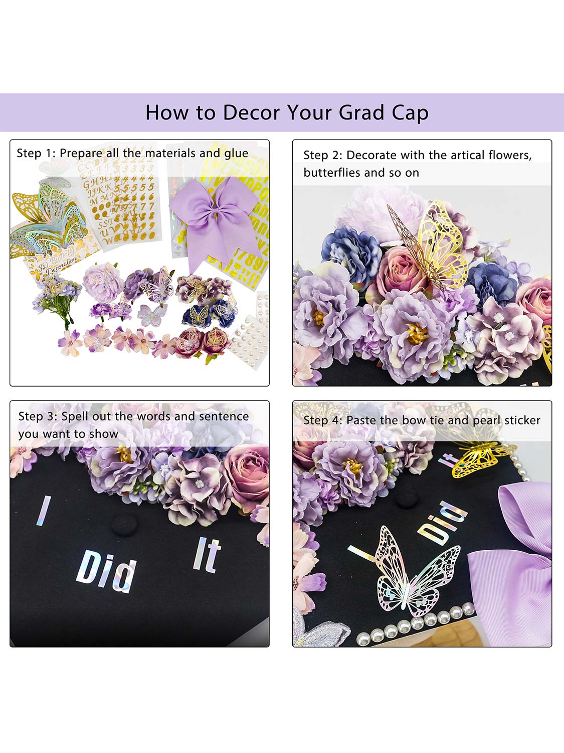 Graduation Cap Decoration Kit DIY Craft - 3 Colors Available